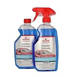 NIGRIN Scheiben-Entfroster Sprühflasche 1x500ml + 1x500ml Nachfüllflasche, Scheiben-Enteiser-Spray, Pumpzerstäuber, wirksam bis -55° C, verhindert Wiedervereisung