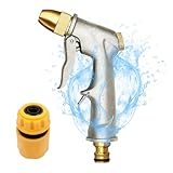 Professionelle Metall Garten Spritzpistole, Garten Handbrause Wasserspritze, Metall Gartenbrause Hochdrucksprühdüse mit Plumbing Connector, Gartenschlauch Spritze mit Messing Spitze für Auto Wäsche