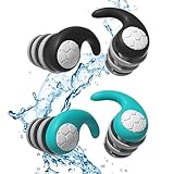 2 Paar wasserdichte Schwimm Ohrstöpsel für Erwachsene, wiederverwendbar, weiches Silikon, perfekt zum Surfen, Tauchen, Pool, Duschen. (grün+schwarz, eine Größe)