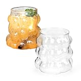 SHMSHNG Gläser & Trinkgeschirr, 350ml Wassergläser 2er Set, Bubble Glas für Eiskaffee Latte Macchiato, Matcha Glas Mojito Gläser, Fancy Trinkgläser, Spülmaschinenfest