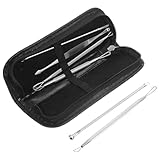COLLBATH Professionelles Komedonenquetscher Kit aus Verschleißfestem Edelstahl Tragbarer Mitesser Entferner mit Rutschfestem Griff für Präzise Pickel Blackhead Entfernung Einfach zu