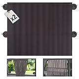 Zamboo 2x Sonnenschutz Auto mit Vorhang-Funktion für einfaches Auf- und Zuziehen - Baby UV-Schutz Hitzeschutz & zum Abdunkeln - XXL 68 x 50 cm - auch für große Seitenscheiben - Dunkelgrau (Doppelpack)