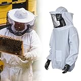 Imkerjacke Mit Hut, Schutzbekleidung Für Imker Imker Kostüm Herren, Imkerhut Mit Schleier, Imker Bienenschutz Hut, Bienenanzug Mit Reißverschluss Für Bienenzüchter Bee Keepers (Weiß)