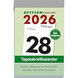 Zettler Tagesabreißkalender L 2026 – Abreißkalender 7 × 10 cm, 1 Tag pro Seite mit Sudoku, Rezepten, Rätseln & Tipps auf den Rückseiten, FSC-zertifiziert