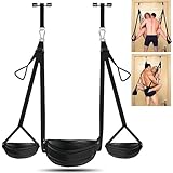 Hallowa Leder Tür Liebesschaukel Sexschaukel mit Sitz-Neue Lederpolster Dicken Flaum, Riemen, Sex Door Love Slings Bondage Restraints für Adult Toys, Hält bis zu 180KG(Upgrade Version)