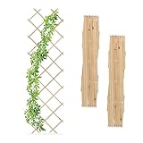 Relaxdays Rankgitter ausziehbar, 3er Set, Rankhilfe Kletterpflanzen, 180x60 cm, Garten, Balkon & Terrasse, Holz, Natur