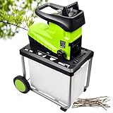 Robuster Gartenhäcksler 2800 W, 45 mm Schnittdurchmesser, 60 l Schmutzbox, rutschfeste Reifen, ideal für Landschaftsbau und Rasenpflege, inklusive 30 m Draht