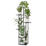 Bamworld Blumenständer Schwarz Hoch – Pflanzenständer aus Metall mit 6 Ebenen – Platzsparendes Pflanzenregal für Wohnzimmer, Balkon und Ecke – Blumenhocker & Deko Regal für Innenbereich