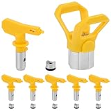 QWORK® Airless Düsenset Modelle 515/517519521/523/525, 6 Airless Düse mit Spitzendichtung, 1 Düse Sitz, Kompatibel mit den meisten Airless-Spritzgeräten