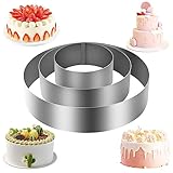 talifoca 3 Stück Runde Kuchenringe Set, Edelstahl Tortenring Dessertringe Kuchenring Backformen für Gebäck,Moussekuchen,Hoch 4,5cm Ø 10/15 /20 cm