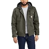 Carhartt, Herren, Lockere Arbeitsjacke aus ausgewaschenem Segelleinen mit Sherpa-Futter, Moos, L