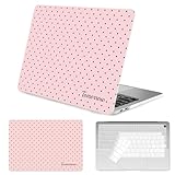 Seorsok Kompatibel mit MacBook Air 13 Zoll Hülle 2022 2021 2020–2018 Release A1932 A2179 M1 A2337 Touch ID, Premium, cremefarben, strukturiert, schwarz, gepunktet, Kunststoff-Hartschale mit