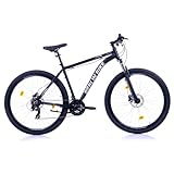 BERLIN BIKE Mountainbike MTB1 – mit komplettem Shimano Set - 21 Gang Shimano FD-TZ500/RD-TY300D, Dacron Hydraulische Scheibenbremsen (Schwarz-Silber, 29 Zoll und 51 cm Rahmenhöhe)