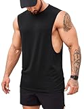 COOFANDY Tank Tops Herren Gym Workout Tanktop Cut Off Muskelshirt Fitness Ärmelloses Shirt Schwarz 1 Stück L