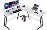 Devoko Gaming Tisch, Computertisch,Eckschreibtisch,Schreibtisch L Form,Gaming Schreibtisch L-förmiger,Groß Pc Ecktisch (Weiß Mattiert, 130x130cm)