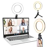 UBeesize Ringlicht Laptop, 6''Ringleuchte mit Stativ&Clip, Videokonferenz Licht 5 Beleuchtungsmodi/5Helligkeiten