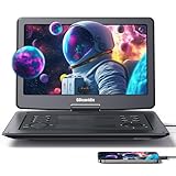 GOnavidio 17,9'' Tragbarer DVD Player mit 15,6 Zoll Bildschirm, 6 Stunden wiederaufladbarer Akku, Kinder TV unterstützt HDMI-Eingang, letzter Speicher, Regionsfrei, USB/TF-Karte (Schwarz)