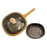 Générique Antihaft-Pfannen | Pfannen und Schmorpfannen mit Deckel, Bratpfanne 30 cm, ergonomischer Griff, Küche, Haus, Herd, Innen- und Außenbereich, Camping