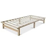 Homestyle4u 1908, Holzbett Palettenbett 90x200 cm, Bettgestell Holz mit Lattenrost, Natur Kiefer Massivholz