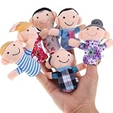 ZEPIQOR 6 Pcs Fingerpuppen Baby Mitgebsel Kindergeburtstag Finger Plüschtier Set Jungen und Mädchen Geschenke für Weihnachten Oster und Kinderparty（Familienmitglieder）