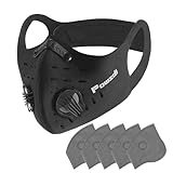 Powzdi Staubmaske Sport Maske Fahrradmaske Atemmaske trainingsmaske Luftfiltermaske mit 5 Aktivkohle Filter für Damen und Herren für Laufen Radfahren Ventil Motorrad Radsport Outdoor aktivitäten