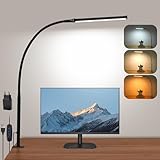 LED Schreibtischlampe Klemmbar, Dimmbare Schreibtischlampe mit 3 Farben und 10 Helligkeitsstufen, Augenschonende Tischlampe, Tageslichtlampe Schreibtisch Lampe, Klemmleuchte, Schwarz