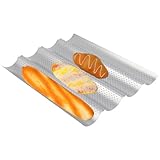 Wnvivi Antihaftbeschichtete Französische Brotform, Mehrere Rillen, Französische Baguette-Brot-Backform, Wellen-Kochtablett, Kastenformen Zum Backen(4 Steckplätze)