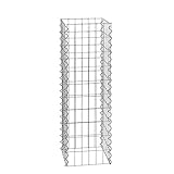 ESTEXO Gabionen-Säule 100 cm Höhe - feuerverzinkt - 4-Eck Säulengabione, Steinkorb,Gabione, Maschung, 10x5 cm