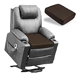 BOUFEIDA Sitzkissen für Sofa, Sessel, Stuhl, Liegestuhl, Bürostuhl – Eierform Memory Schaum Sitzpolster, Hochdichte & Atmungsaktiv – Bezug Waschbar – 51x51x12,5 cm –Braun