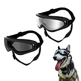 Yotlein 2 PCS Hundebrille, Hunde Sonnenbrille, Sonnenbrille Hund mit Verstellbare Riemen, Hundesonnenbrille für Mittel Große Hunde, Outdoor Aktivitäten Besonders Bequem, UV-Schutz, Winddicht