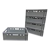kanister-vertrieb® 5 Stück E2 Kisten 60x40x20 cm Fleischkiste Lagerkiste Metzgerkiste Eurobox grau