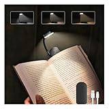 Leselampe Buch Klemme,USB Wiederaufladbare Buchlampe 9 LEDs 3 Farbtemperatur Modi Leicht & Tragbar Einstellbare Helligkeit Klemmleuchte Lange Akkulaufzeit Flexible 360° Drehung für Nachtlesen ins Bett