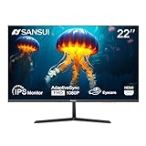 Sansui Computer-Monitor, 55,9 cm (22 Zoll), IPS, 75 Hz, 1080p, PC-Monitor, HDMI, VGA-Ports mit 178°-Weitwinkel, adaptive Synchronisierung, rahmenlos, VESA-kompatibel für Büro und Zuhause (ES-22X3)