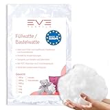 EVE Textile® Premium Füllwatte; Flauschiges Füllmaterial Kissenfüllung für Kissen, Stofftiere & Basteln; Hochwertiges Stopfmaterial 100% Polyester; Waschbar bis 95°C (Füllwatte, 250 Gramm)