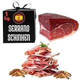 Serrano Schinken am Stück 1kg | Spanischer Schinken | Jamon Serrano | Spanische Spezialitäten | Geschenkkorb für Männer |