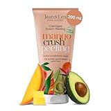 Jean & Len Duschpeeling Mango & Avocado, mit natürlichen Peelingkörpern, sanfte Reinigung, kann eingewachsene Haare vorbeugen, ohne Mikroplastik & Silikone, veganer Body Scrub, 200 ml