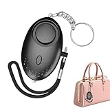 Persönlicher Notfall-Sicherheitsalarm, 130 dB Sirenen-Schlüsselanhänger, Selbstverteidigungsgerät, Selbstverteidigungsalarm-Schlüsselanhänger mit LED-Licht für Frauen, Kinder, ältere Menschen, Schwarz