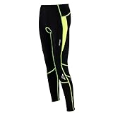 Airtracks Herren Winter Thermo Fahrradhose Lang Pro-T Thermo Hose Radhose Radlerhose Gepolstert Warm -SCHWARZ-NEON - XXL