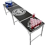 TEKONA Beer Pong Tisch Set - inkl. 100 Becher (50 Rot & 50 Blau), 6 Premium Bällen, & Regelwerk - Vintage Design