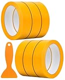 Ruonfash 6 Rollen Malerkrepp 30 mm x 50 m, Profi Abklebeband Maler, Rückstandslos Goldband Klebeband für Gestochen Scharfe Farbkante