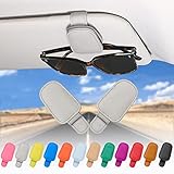 quipuda 2 Pack Brillenhalter für Auto Sonnenblende,Echt Leder Auto Visier Zubehör Sonnenbrillen Halterung Magnetische Sonnenbrillenhalter Ticket Clip（Grau）