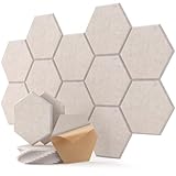 Hexagon Akustikpaneele Selbstklebend 12 Stück Akustikschaumstoff Schalldämmung, Hohe Dichte Schallschutz Wand für Wanddekoration und Akustische Behandlung Schallschutzplatten 30×26×0.9cm