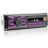 NHOPEEW 1Din Autoradio mit Doppel Bluetooth 5.1 - FM Radio Empfänger Unterstützung 7 Farbe Hintergrundbeleuchtung - U Disk/AUX in/TF-Karte Spielen/APP lokalisieren und Finden das Auto