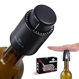 Philorn 2 Stück Weinflaschenverschluss, Vakuum Weinverschluss, Wein Verschlussstopfen, Flaschen Verschlusskappe mit Zeitskala Rekord, Wiederverwendbar Wine Stopper, Geschenke für Weinliebhaber Schwarz