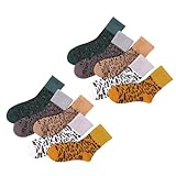 BESPORTBLE 5 Paar Modische Damen Wintersocken mit Leopardenmuster lang aus Atmungsaktiver Baumwolle Warmhaltend und Langlebig Zufällige Farbe Zufällige Farbe