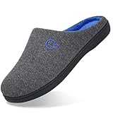 Mishansha Winter Herren Pantoffeln Atmungsaktiv Rutschfester Verschleißfest Warm Slipper Männer Memory Foam Hausschuhe für Indoor & Outdoor Dunkelgrau M 42/43 EU (290mm)