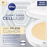 NIVEA Cellular Expert Finish 3in1 Pflege Cushion für helle Hauttöne (15 g), Make-up mit Hyaluron, Kollagen-Booster und LSF 15, feuchtigkeitsspendende Cushion Foundation