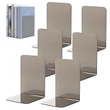 6 Stück Buchstütze Acryl - Transparenten Grau Buchstützen mit Anti-Rutsch Pad, 20 x 13.5 x 10 cm Bücherstütze Verdickt für Den Einsatz In Privathaushalten, Buchhandlungen, Büros und Bibliotheken