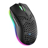 Kabellose Gaming ,Computer-Maus mit Honeycomb-Gehäuse, 11 RGB-Chroma-Hintergrundbeleuchtung, 3.400 DPI, 6 programmierte Tasten,USB-Empfänger,Energiesparend,Kabellose Maus für PC / Mac / Schwarz