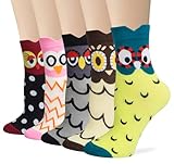 5 Paar Damen Socken Tiere Lustige Bunte Socken Baumwolle mit Süße Katze Socken Geschenk für Damen Einheitsgröße